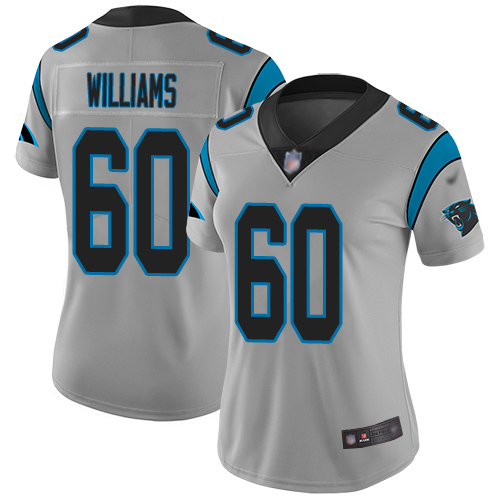Carolina Panthers Limited Silver Women Daryl Williams Jersey NFL Football #60 Inverted Legend->carolina panthers->NFL Jersey